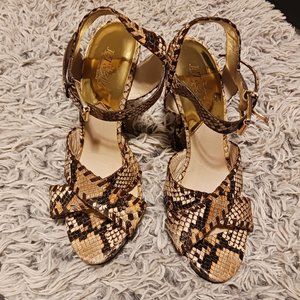 MICHAEL KORS LIMITED EDITION "JET SET 6" SNAKESKIN HEELS